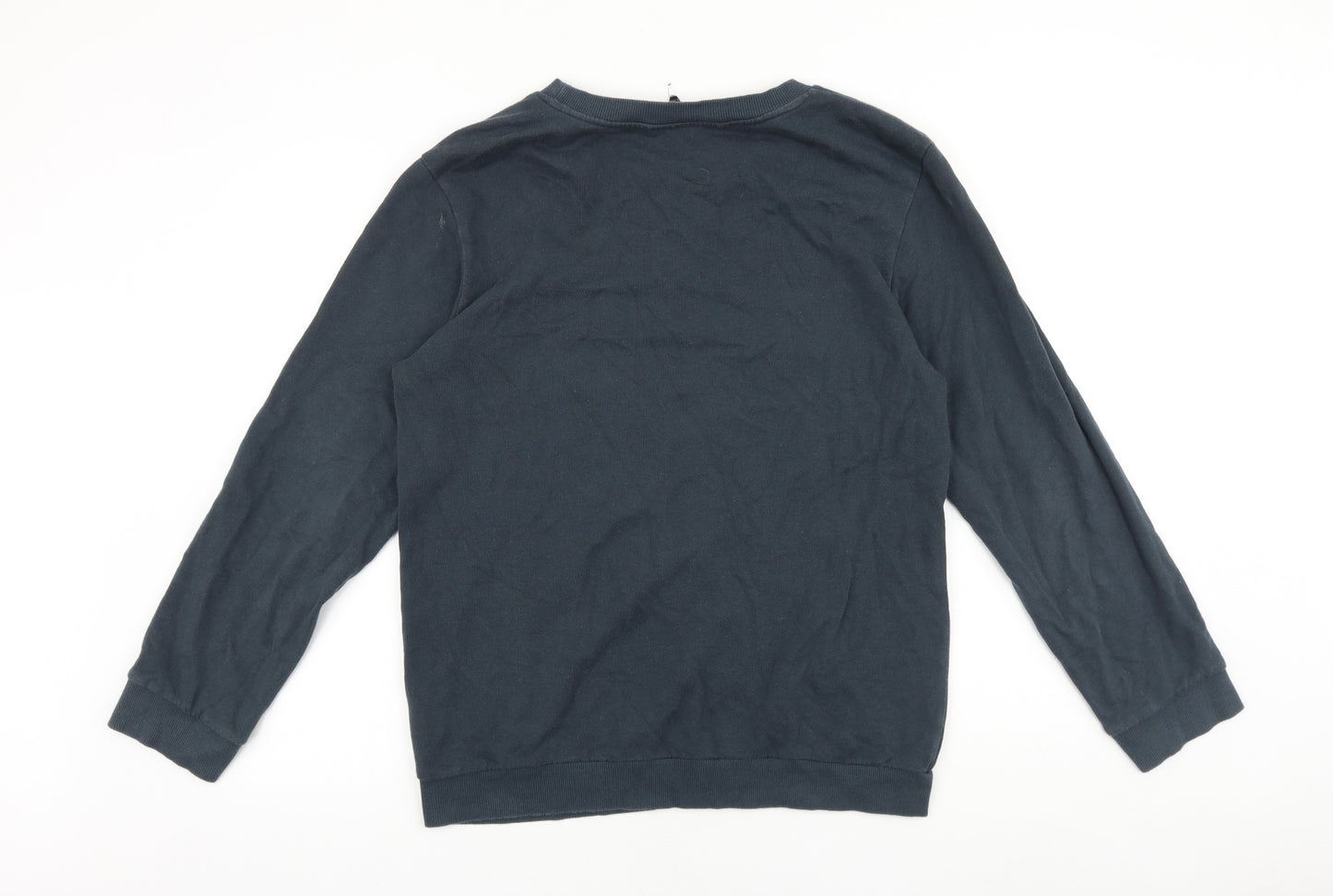 Topshop Womens Blue Cotton Pullover Sweatshirt Size 10 Pullover