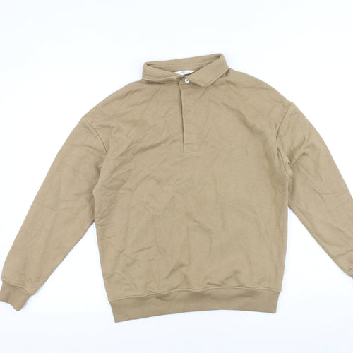 Marks and Spencer Boys Brown 100% Cotton Pullover Sweatshirt Size 12-13 Years Button