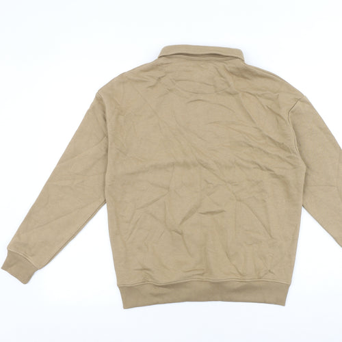 Marks and Spencer Boys Brown 100% Cotton Pullover Sweatshirt Size 12-13 Years Button