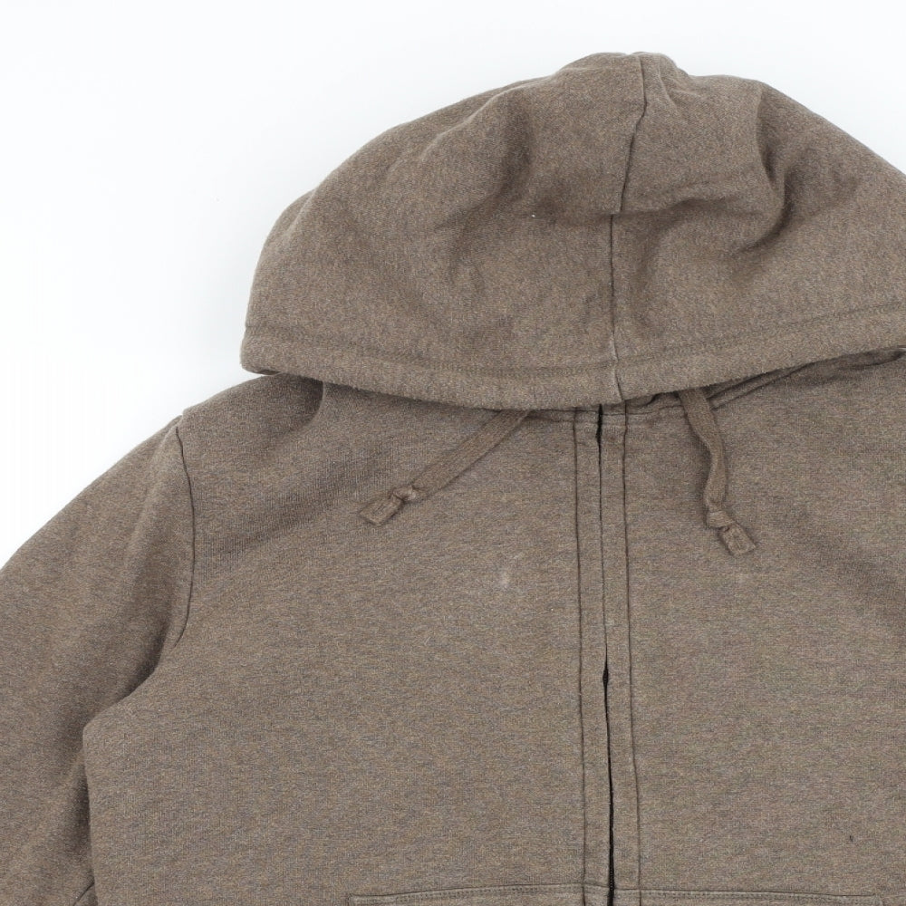 Uniqlo Mens Brown Cotton Full Zip Hoodie Size M