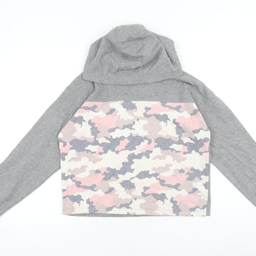 F&F Girls Grey Camouflage Cotton Pullover Hoodie Size 13-14 Years Pullover
