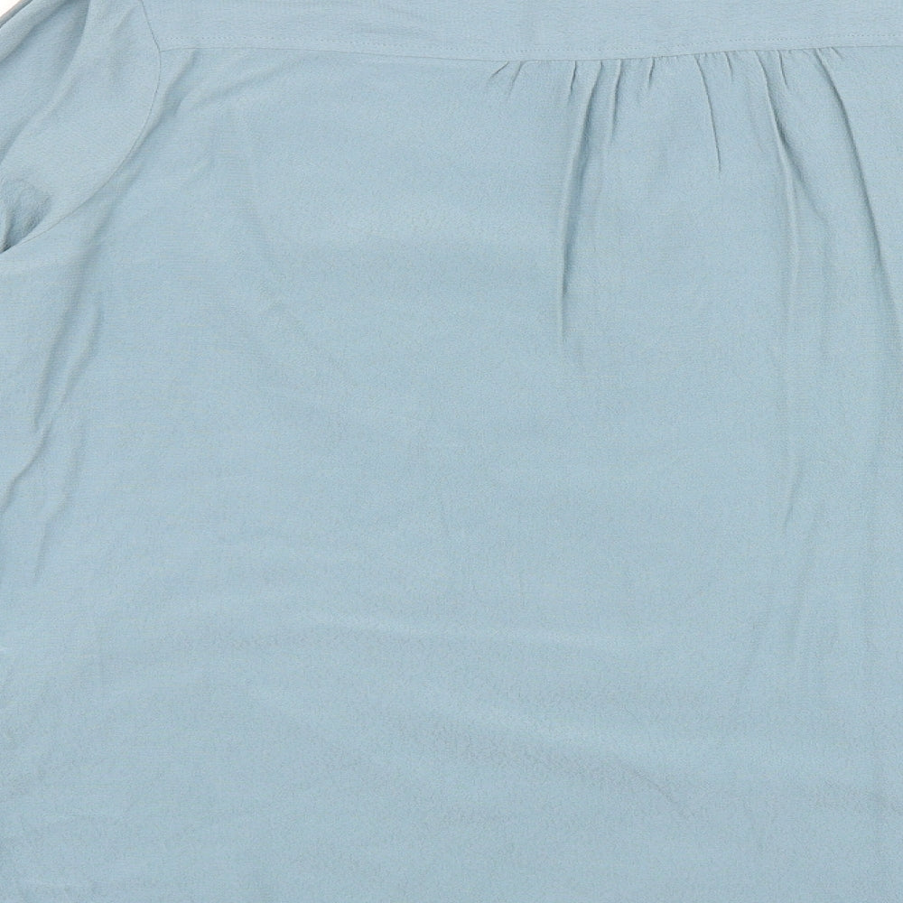 Marks and Spencer Womens Blue Polyester Basic Button-Up Size 16 V-Neck