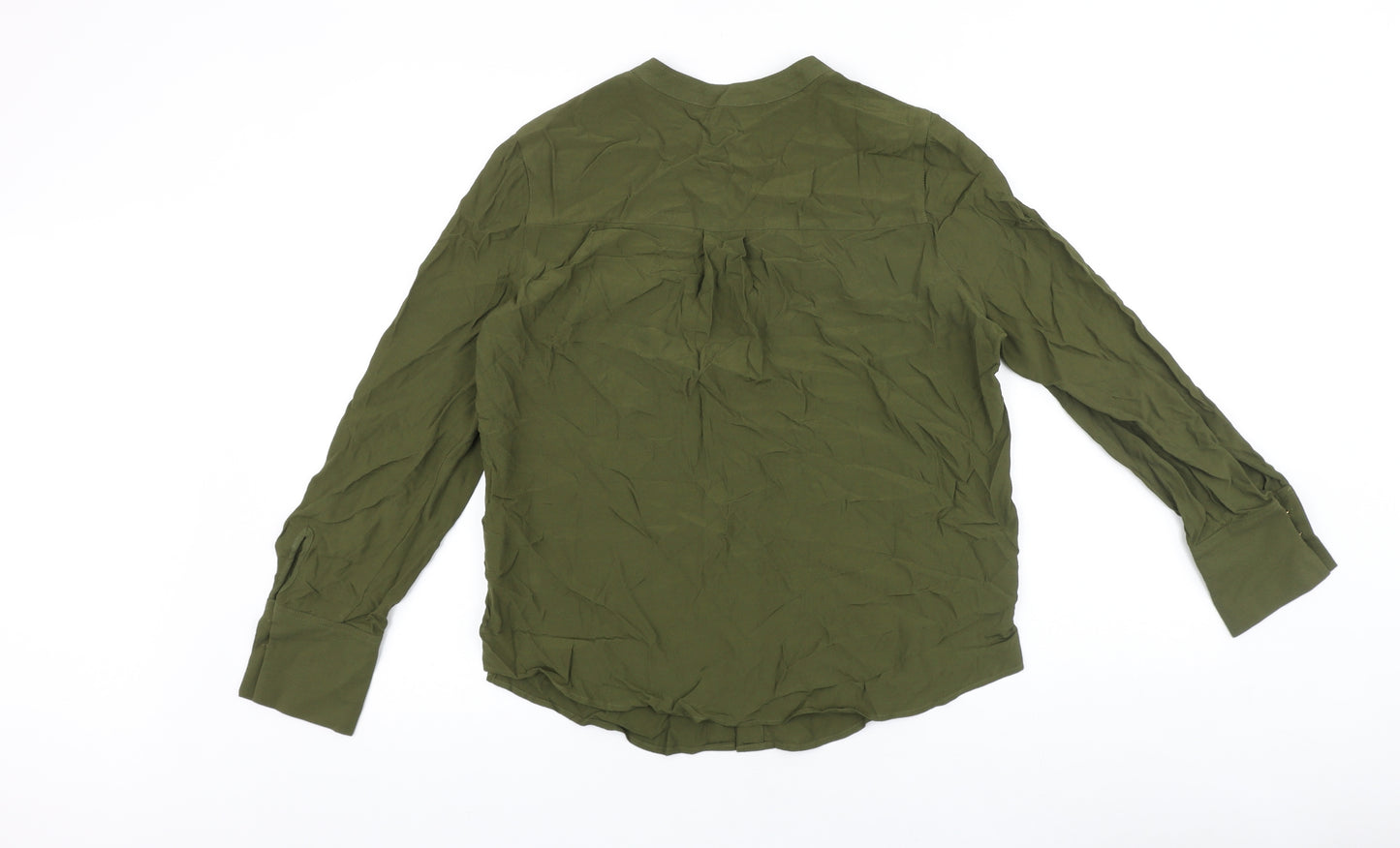 Marks and Spencer Womens Green Polyester Basic Button-Up Size 10 Round Neck