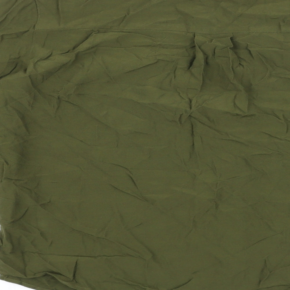 Marks and Spencer Womens Green Polyester Basic Button-Up Size 10 Round Neck