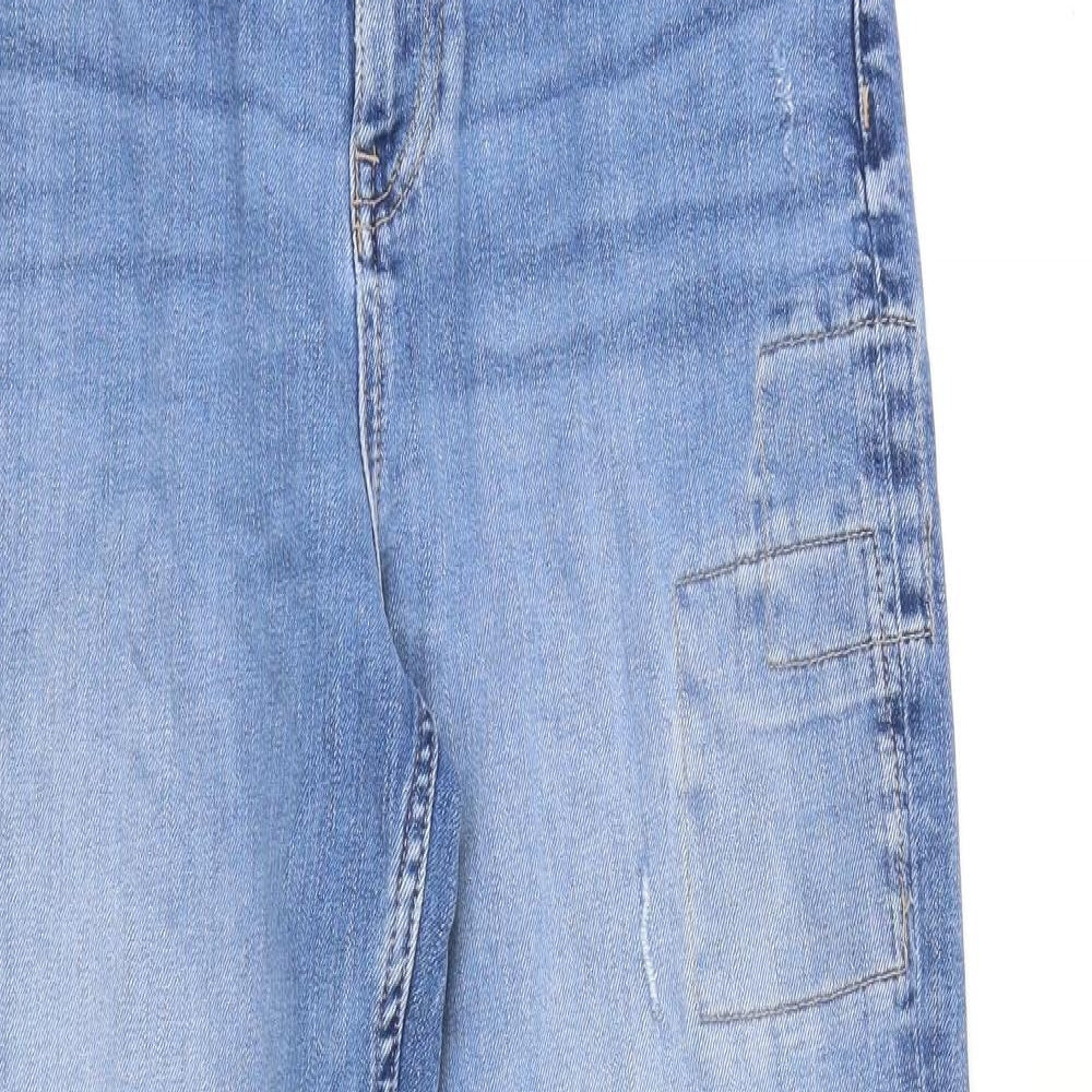 Marks and Spencer Womens Blue Cotton Tapered Jeans Size 12 L31 in Regular Zip