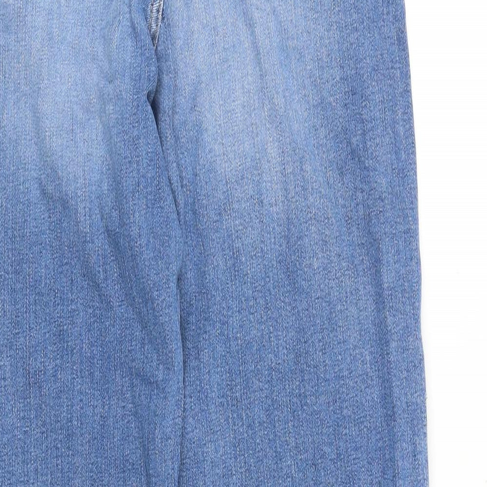 Marks and Spencer Womens Blue Cotton Tapered Jeans Size 12 L31 in Regular Zip