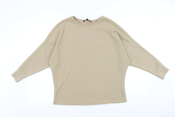 Peacocks Womens Beige Cotton Pullover Sweatshirt Size S Pullover