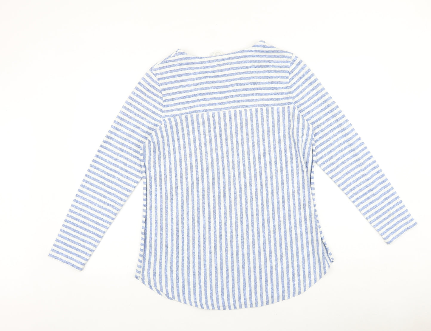 Joules Womens Blue Striped 100% Cotton Basic T-Shirt Size 14 V-Neck