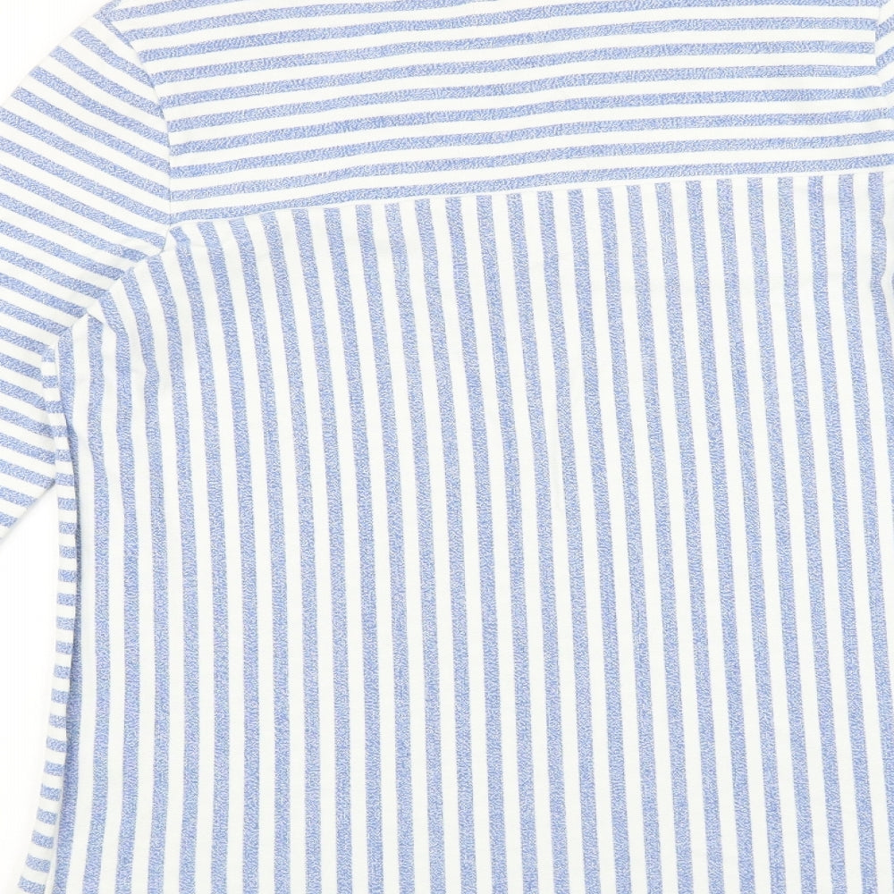 Joules Womens Blue Striped 100% Cotton Basic T-Shirt Size 14 V-Neck