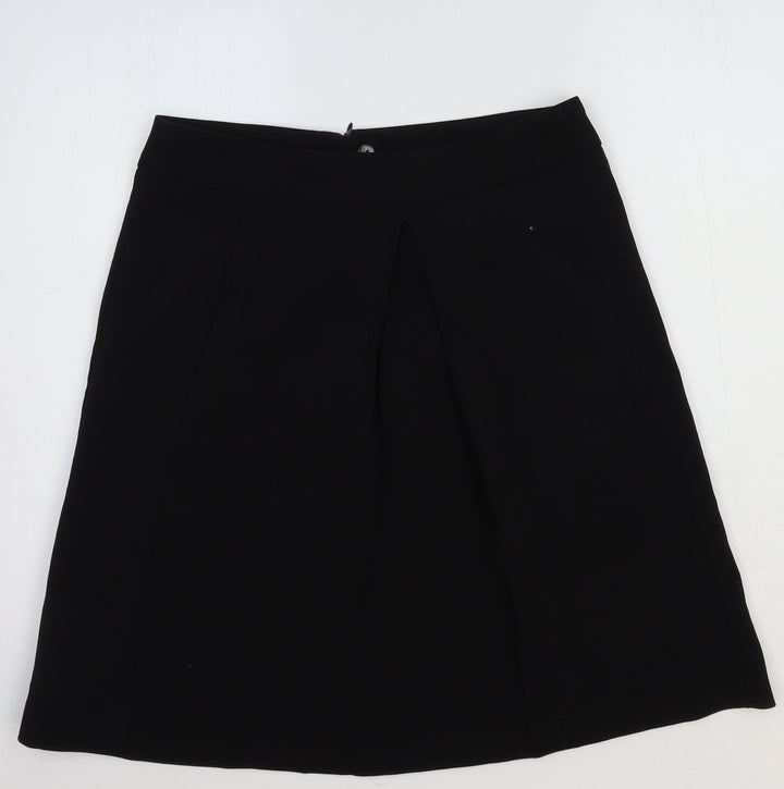 Select Womens Black Polyester Swing Skirt Size 12 Zip