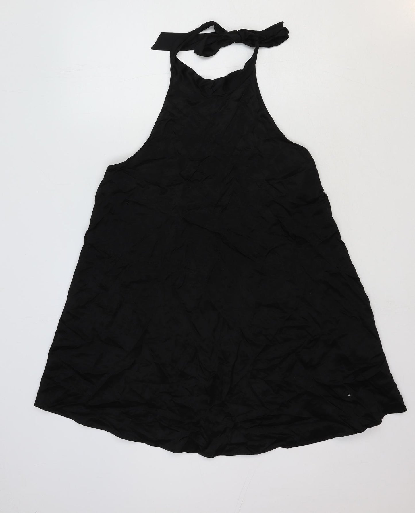 Zara Womens Black Viscose A-Line Size L Halter Button