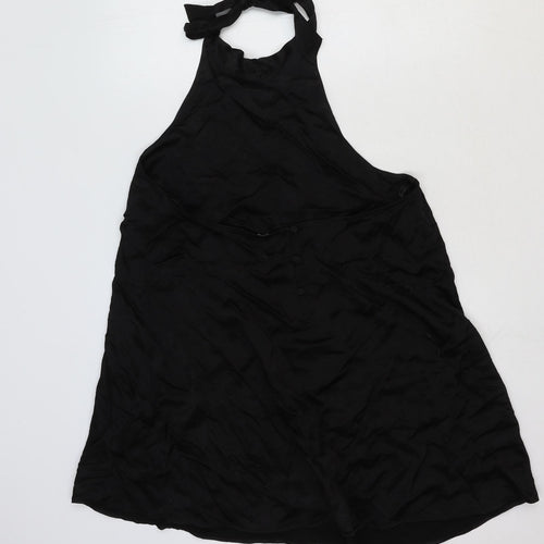Zara Womens Black Viscose A-Line Size L Halter Button