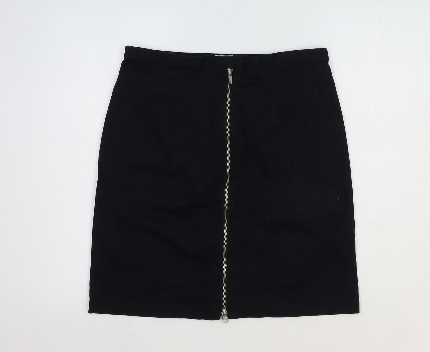 Together Womens Black Cotton Straight & Pencil Skirt Size 16 Zip