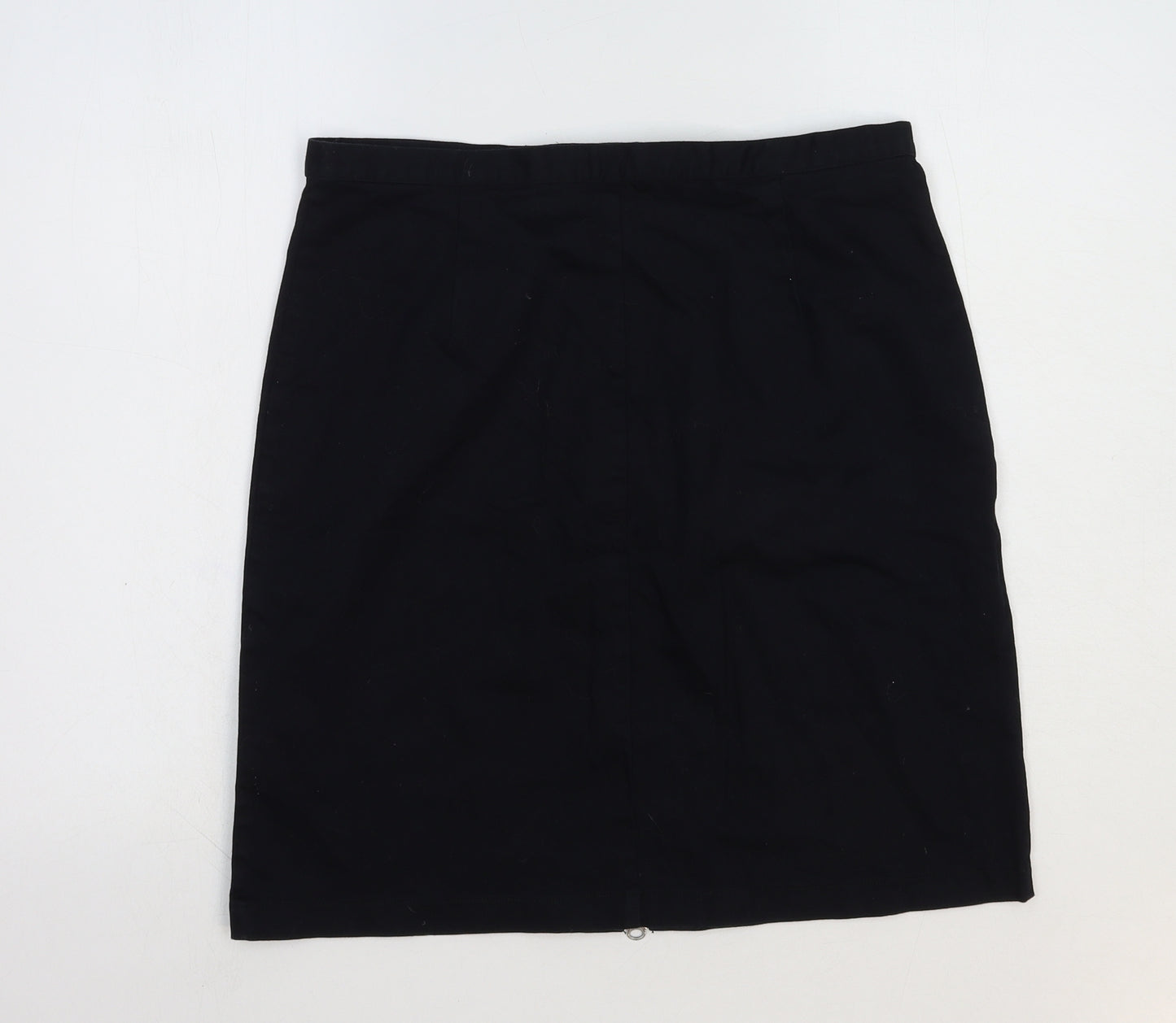 Together Womens Black Cotton Straight & Pencil Skirt Size 16 Zip