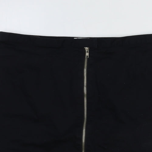 Together Womens Black Cotton Straight & Pencil Skirt Size 16 Zip