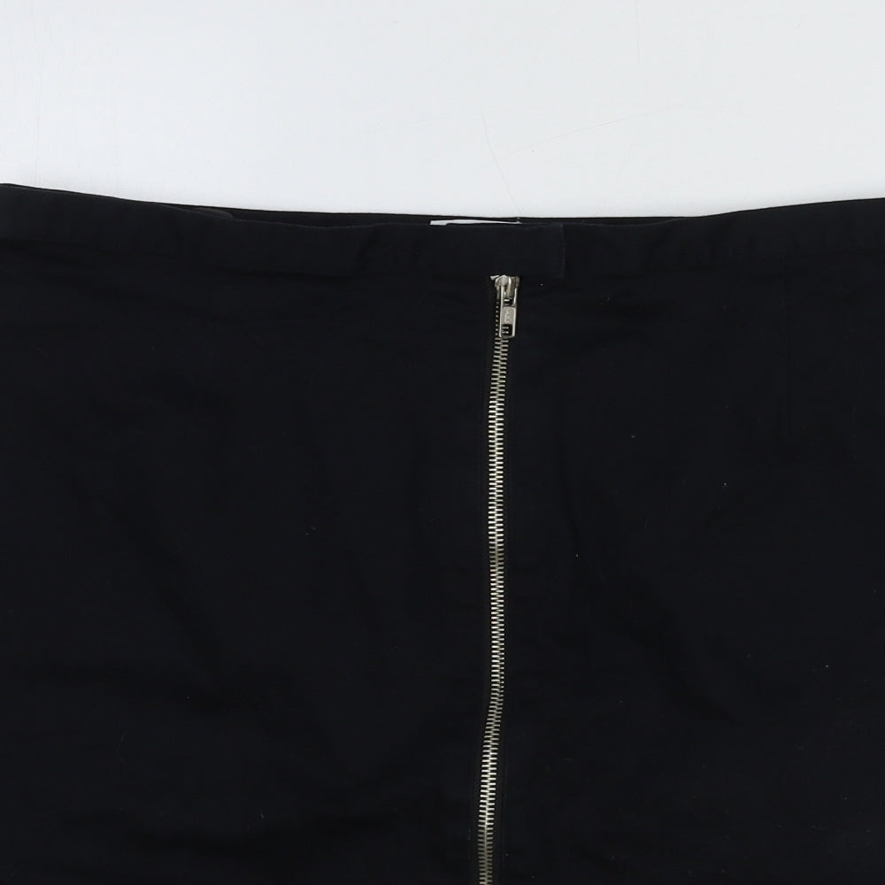 Together Womens Black Cotton Straight & Pencil Skirt Size 16 Zip