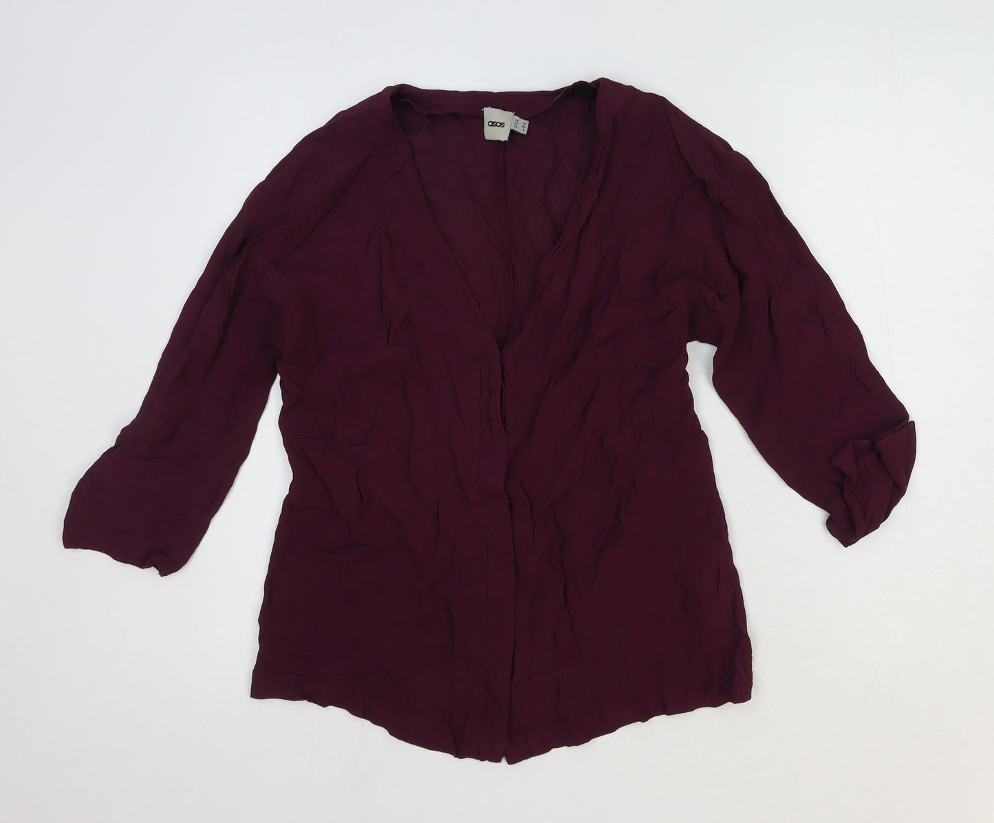 ASOS Womens Red Viscose Basic Blouse Size 12 V-Neck