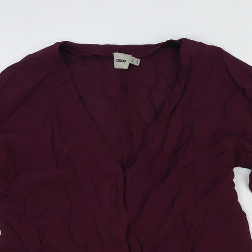 ASOS Womens Red Viscose Basic Blouse Size 12 V-Neck
