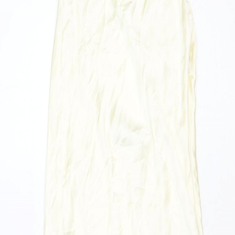 Zara Womens Ivory Polyester A-Line Size S V-Neck Zip - Open Back
