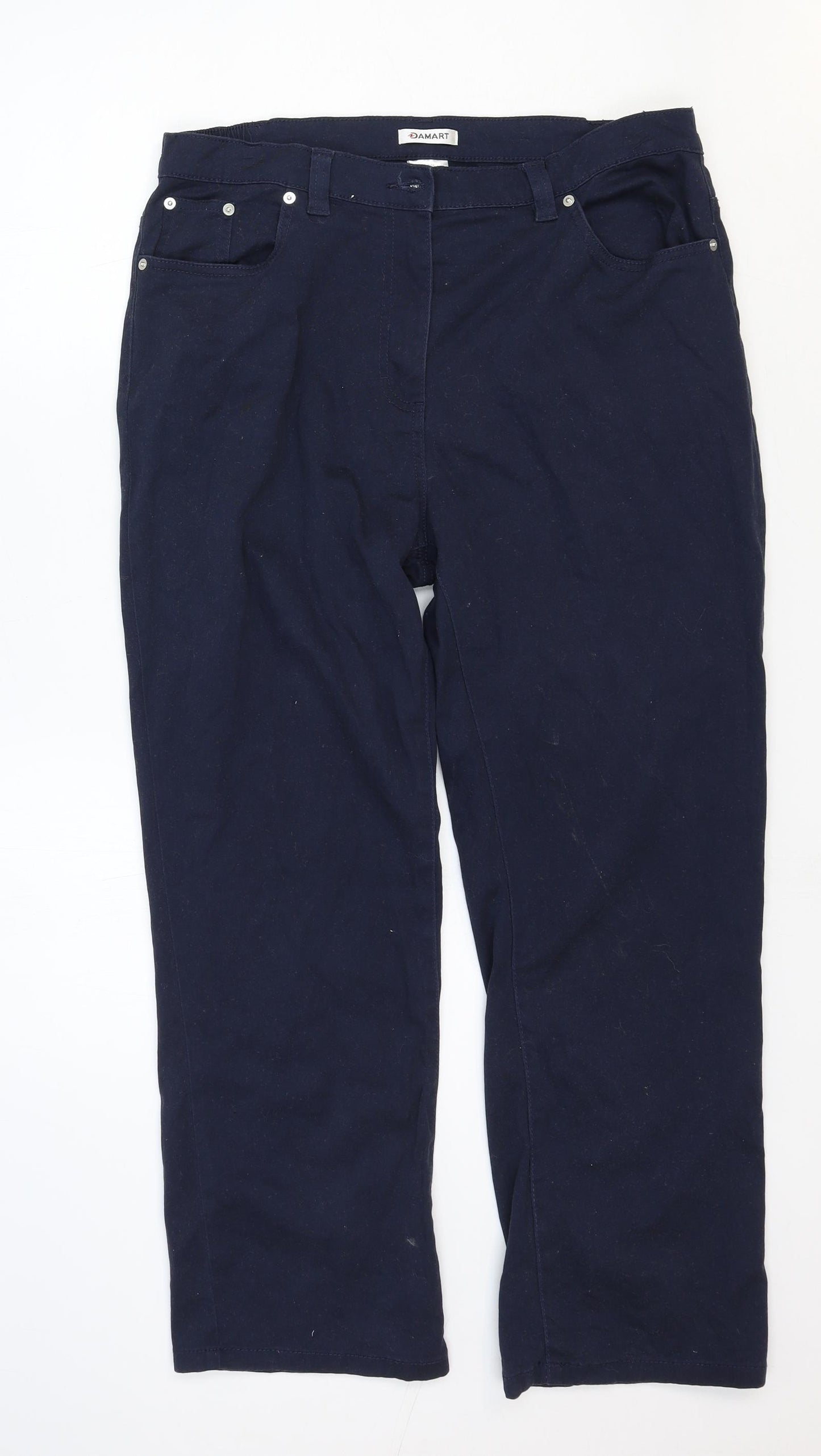 Damart Womens Blue Cotton Straight Jeans Size 18 Regular Zip