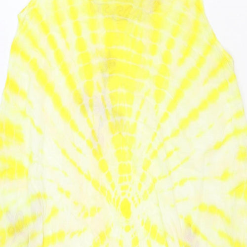 J.D. Womens Yellow Tie Dye Rayon A-Line One Size Round Neck Pullover