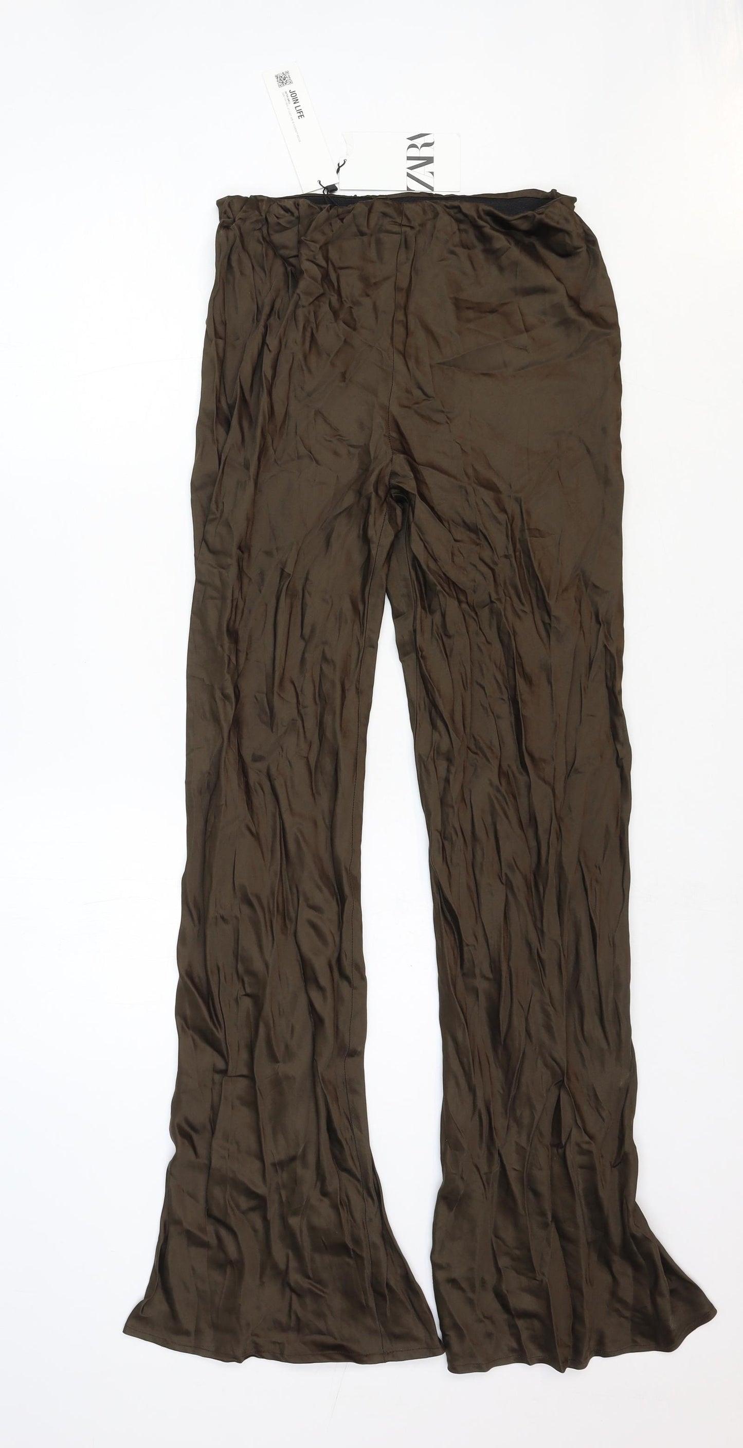 Zara Womens Brown Viscose Trousers Size XS Regular