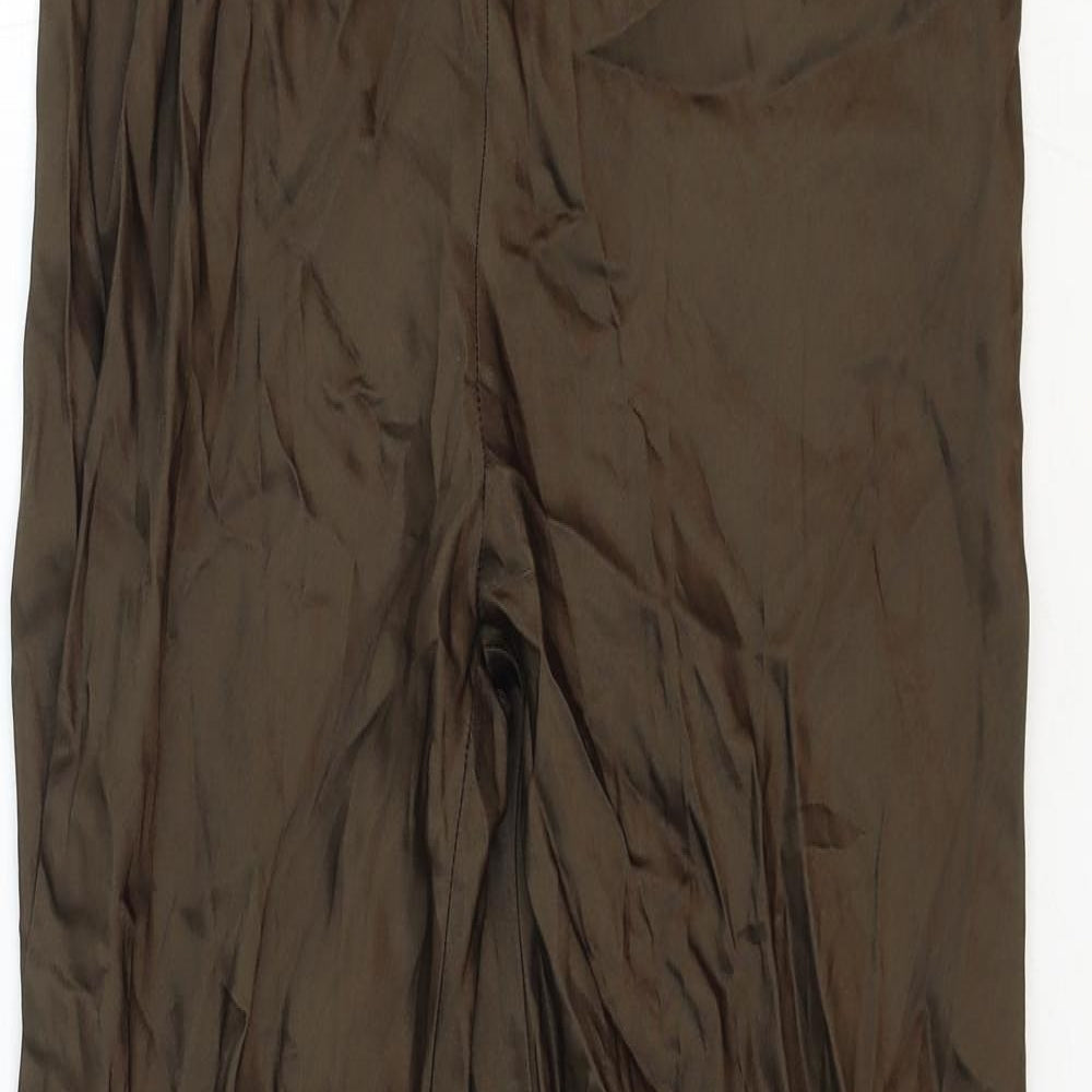 Zara Womens Brown Viscose Trousers Size XS Regular