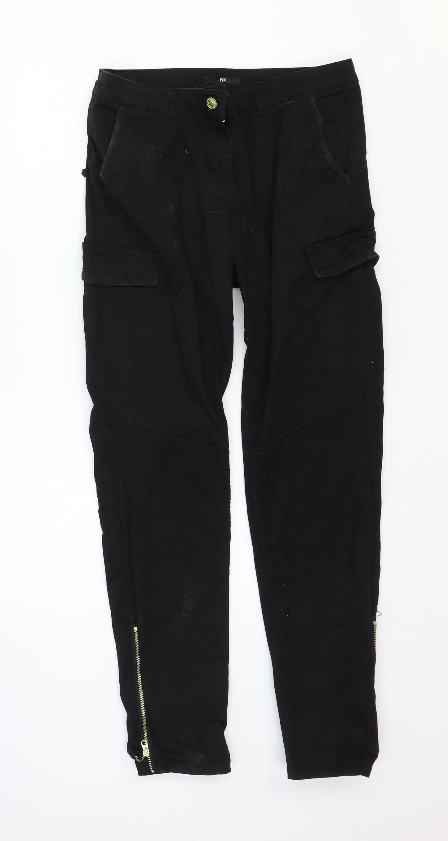 H&M Womens Black Cotton Skinny Jeans Size 10 Regular Button