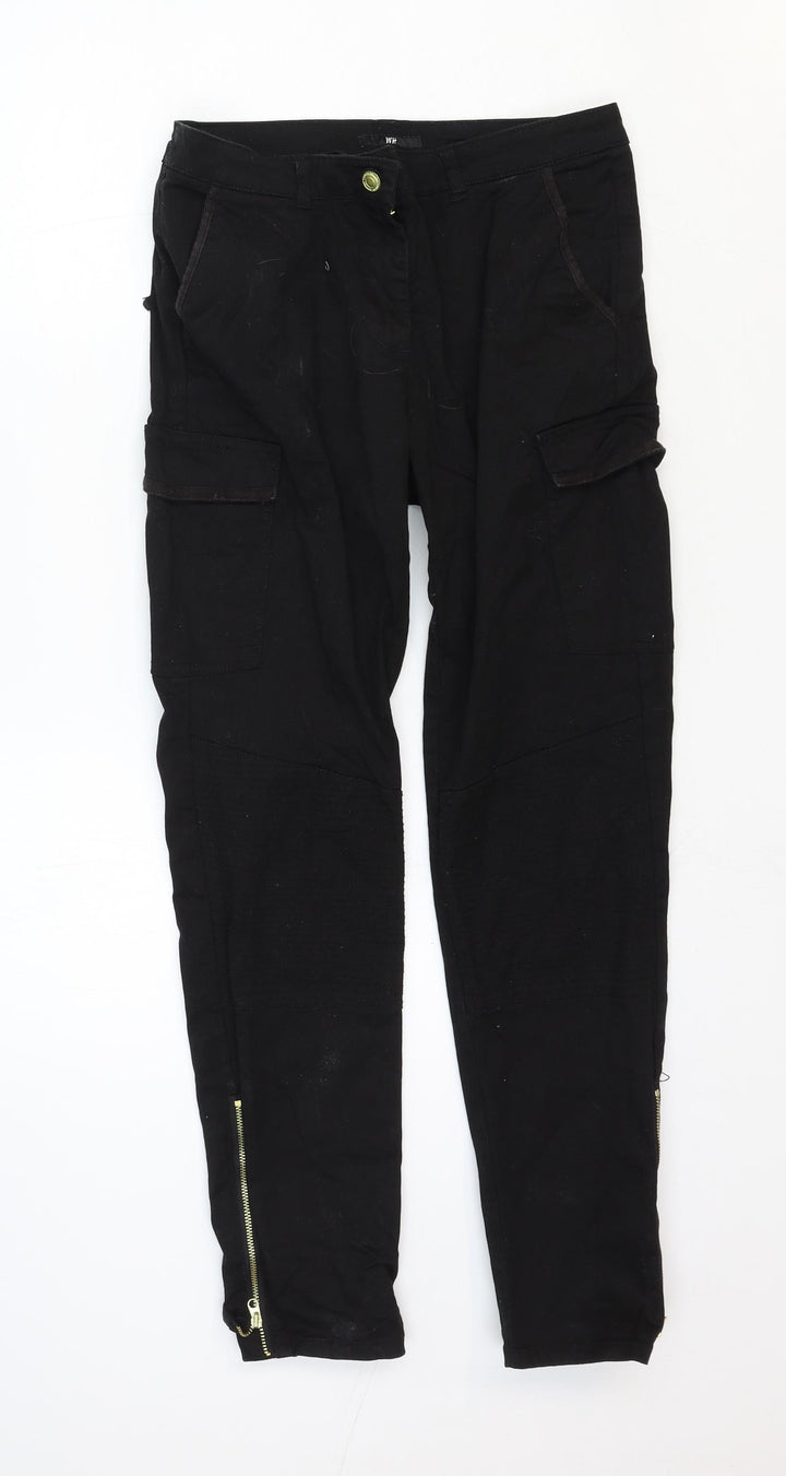 H&M Womens Black Cotton Skinny Jeans Size 10 Regular Button