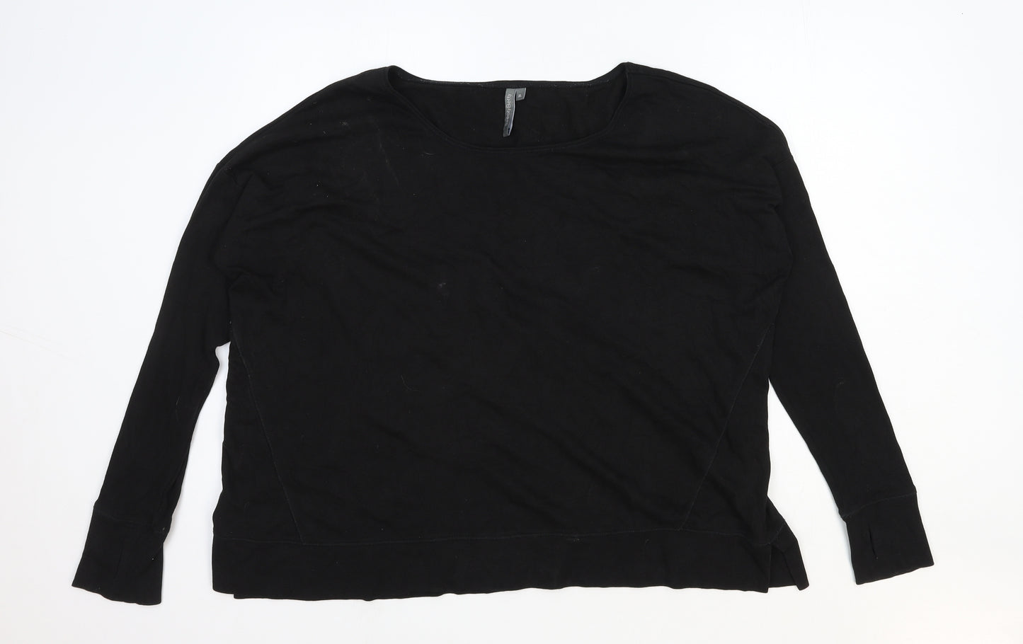 Sweaty Betty Womens Black Round Neck Cotton Pullover Jumper Size XL