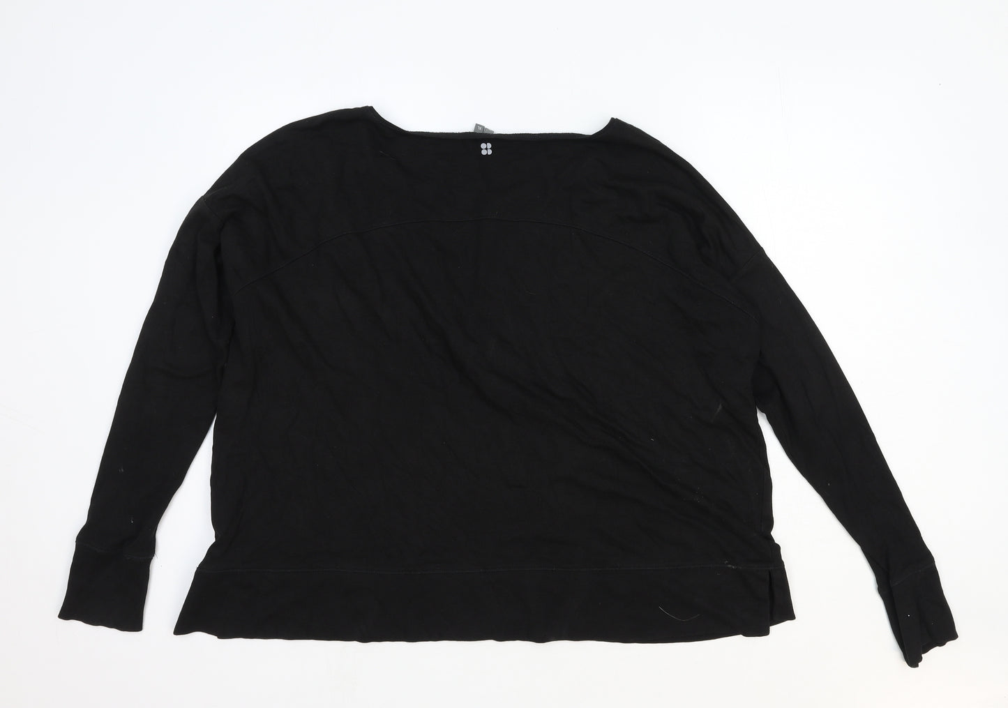 Sweaty Betty Womens Black Round Neck Cotton Pullover Jumper Size XL