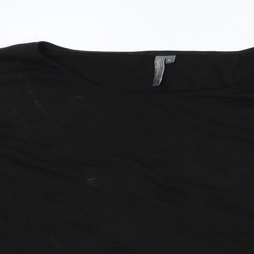 Sweaty Betty Womens Black Round Neck Cotton Pullover Jumper Size XL
