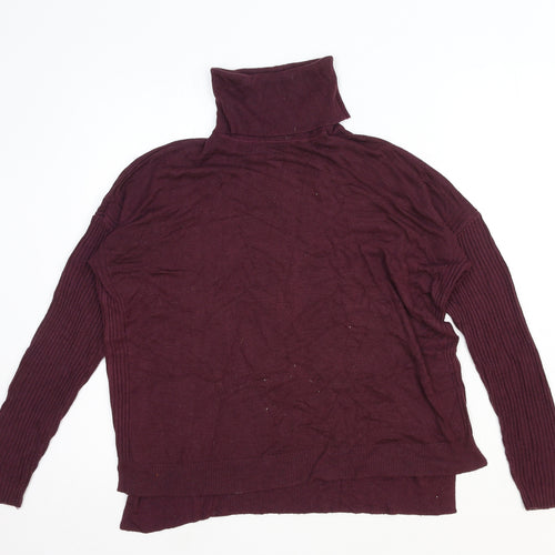 Terre Jacobs Womens Purple Roll Neck Viscose Pullover Jumper Size S