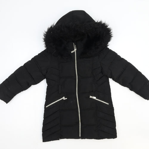 F&F Girls Black Puffer Jacket Jacket Size 7-8 Years Zip