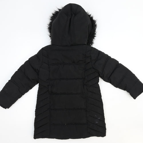 F&F Girls Black Puffer Jacket Jacket Size 7-8 Years Zip