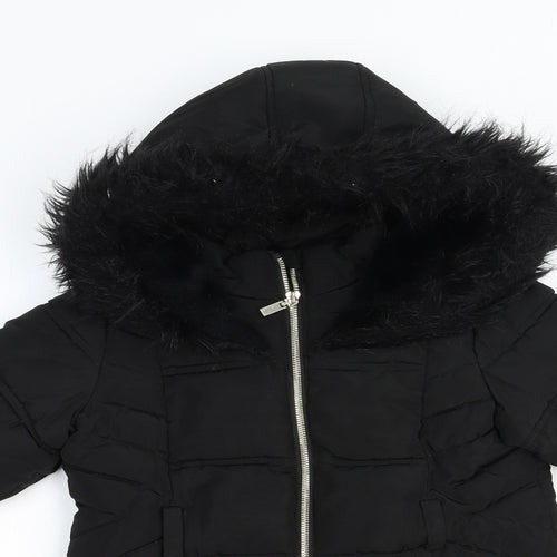 F&F Girls Black Puffer Jacket Jacket Size 7-8 Years Zip