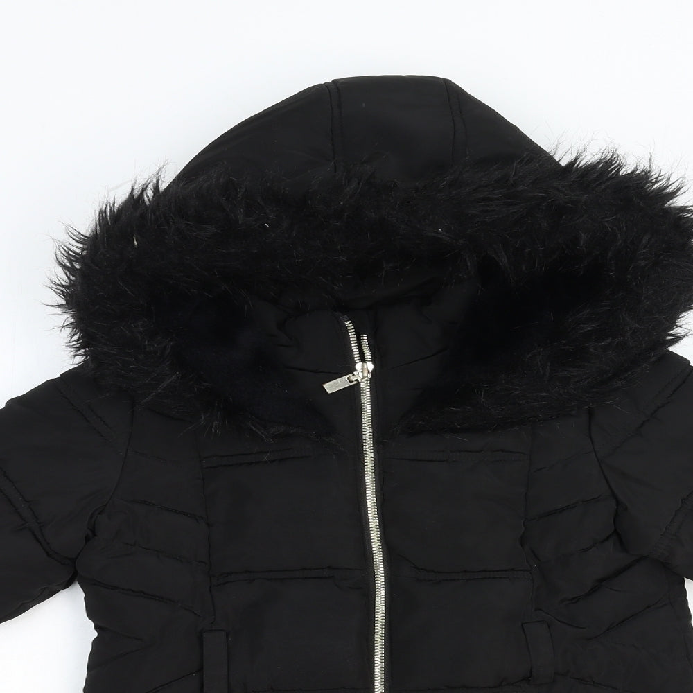 F&F Girls Black Puffer Jacket Jacket Size 7-8 Years Zip