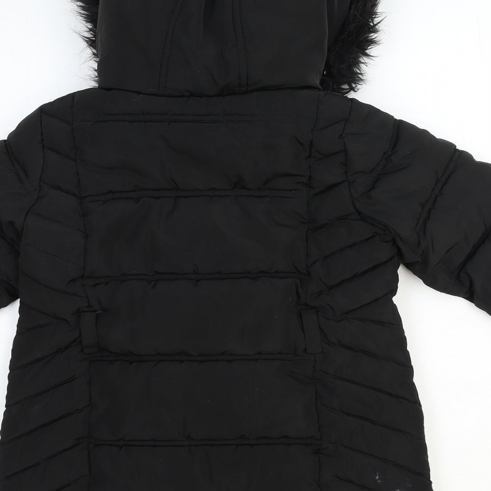 F&F Girls Black Puffer Jacket Jacket Size 7-8 Years Zip
