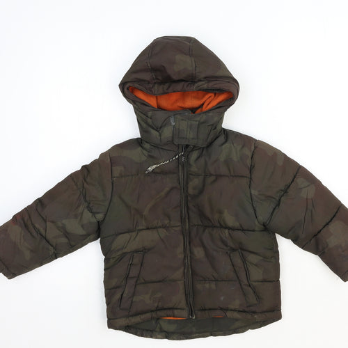 Palomino Boys Green Camouflage Puffer Jacket Jacket Size 2-3 Years Zip