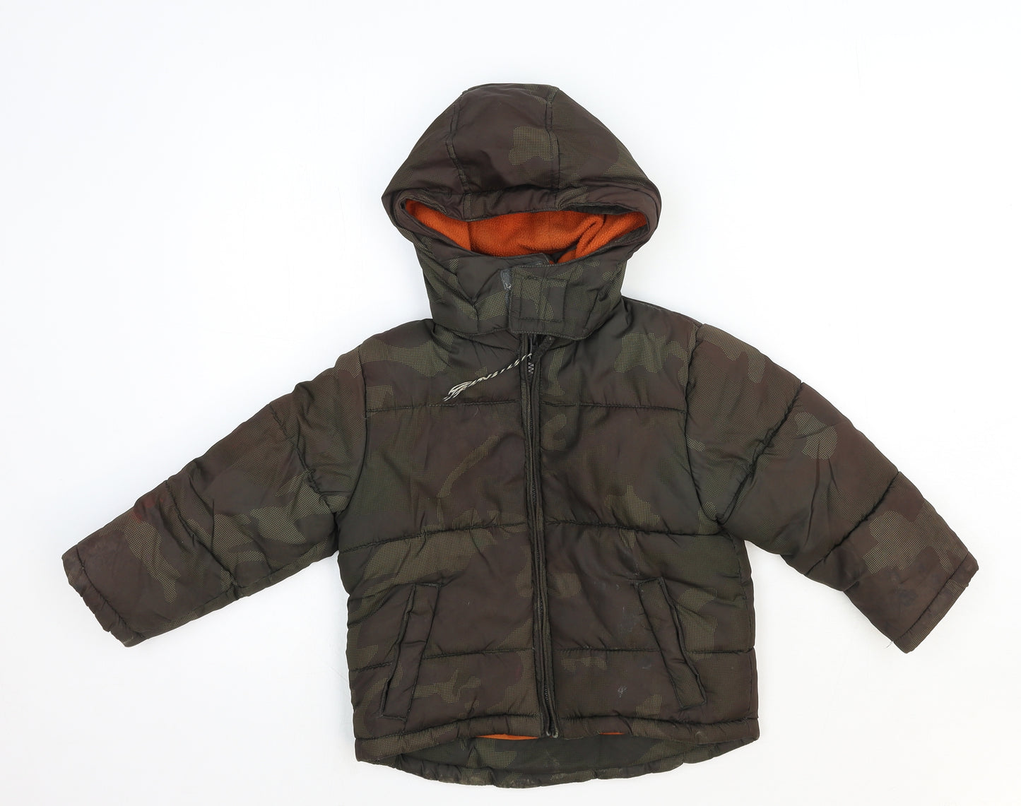 Palomino Boys Green Camouflage Puffer Jacket Jacket Size 2-3 Years Zip