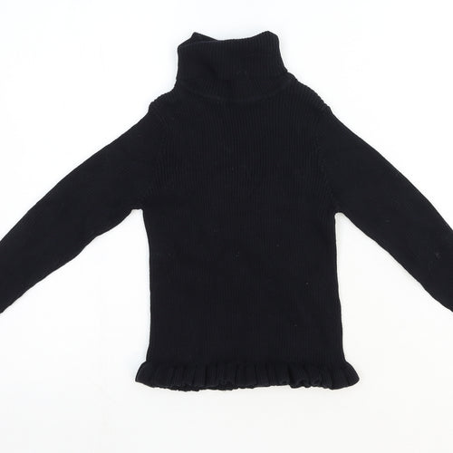 Matalan Girls Black Roll Neck Cotton Pullover Jumper Size 9 Years Pullover