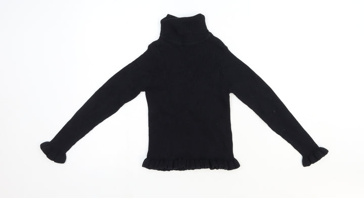 Matalan Girls Black Roll Neck Cotton Pullover Jumper Size 9 Years Pullover