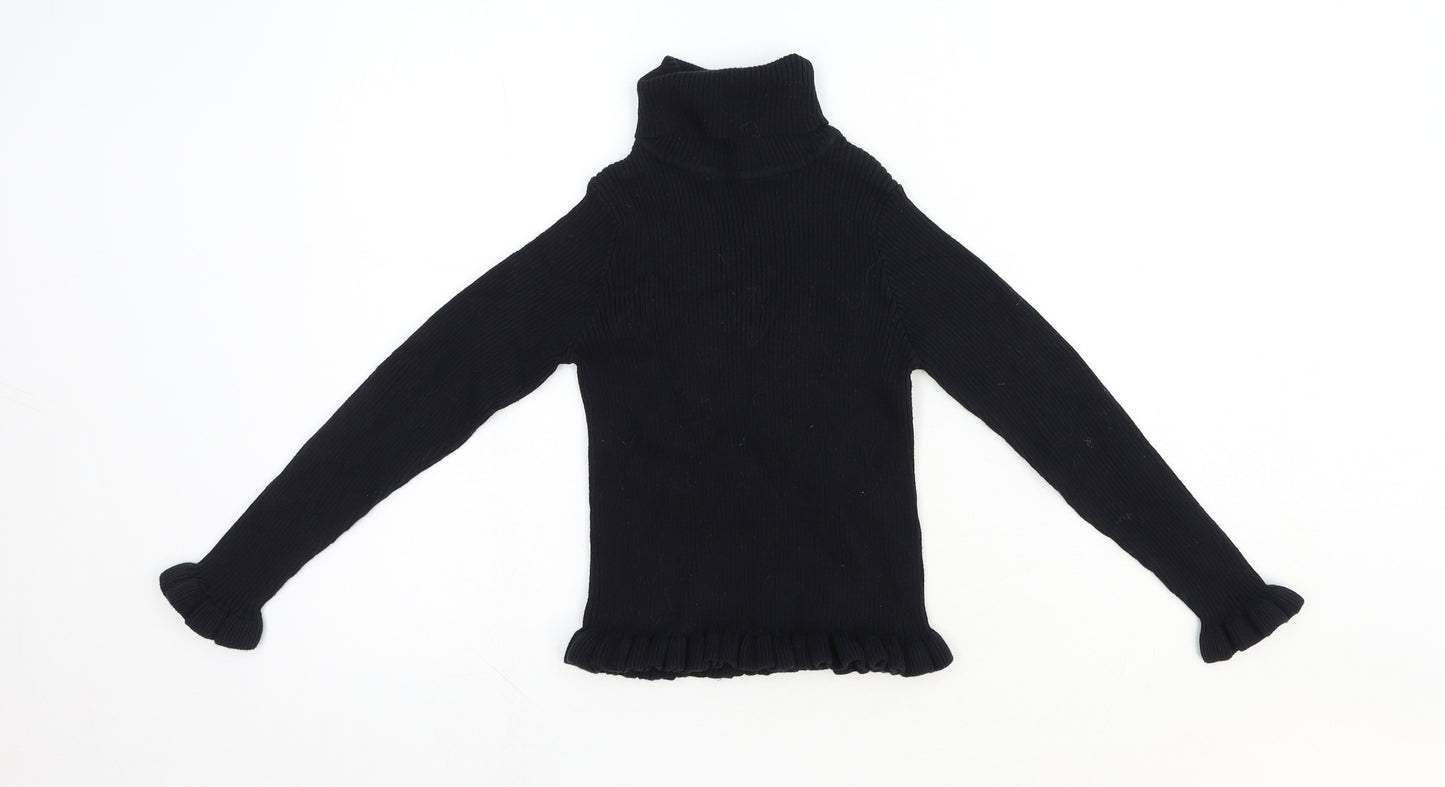 Matalan Girls Black Roll Neck Cotton Pullover Jumper Size 9 Years Pullover