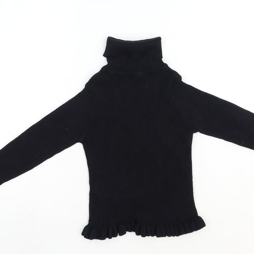 Matalan Girls Black Roll Neck Cotton Pullover Jumper Size 9 Years Pullover