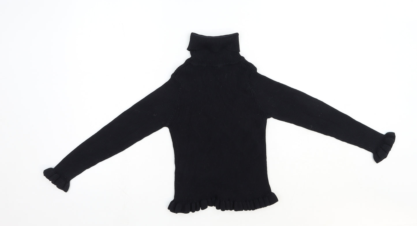 Matalan Girls Black Roll Neck Cotton Pullover Jumper Size 9 Years Pullover