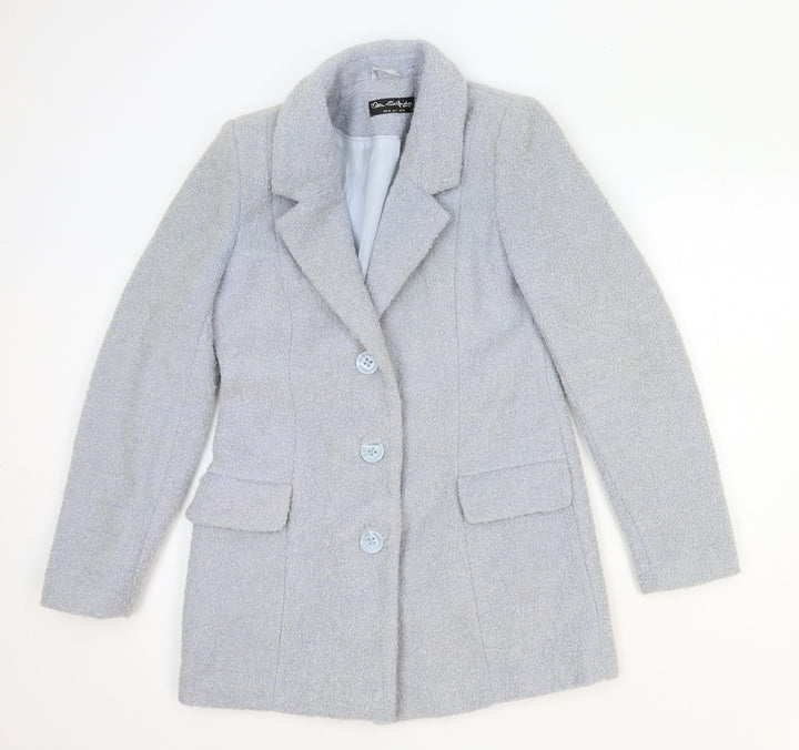 Miss Selfridge Womens Blue Pea Coat Coat Size 10 Button