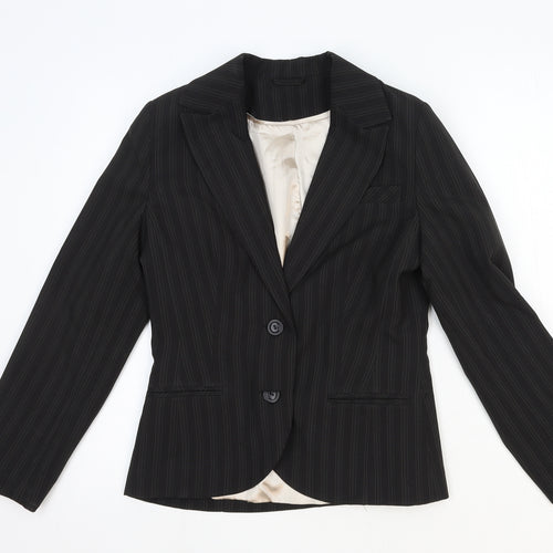 New Look Womens Black Striped Polyester Jacket Blazer Size 12