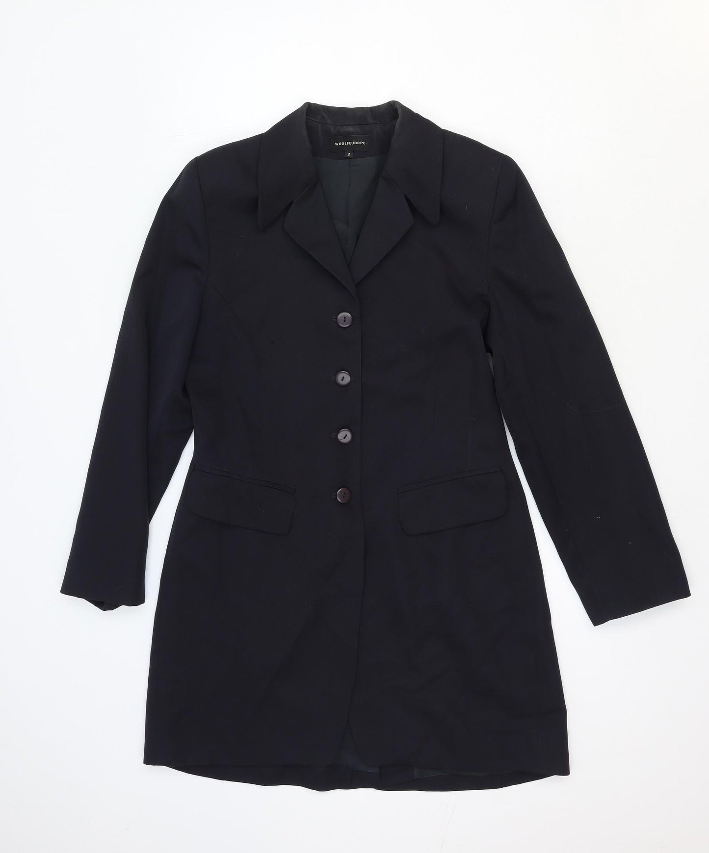 Woolf Europe Womens Blue Overcoat Coat Size 4 Button