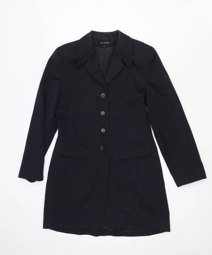 Woolf Europe Womens Blue Overcoat Coat Size 4 Button