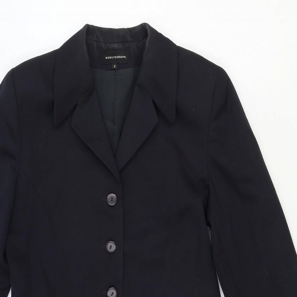 Woolf Europe Womens Blue Overcoat Coat Size 4 Button